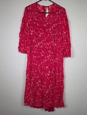 Free People Pink Daisy Floral Midi Small Dress
